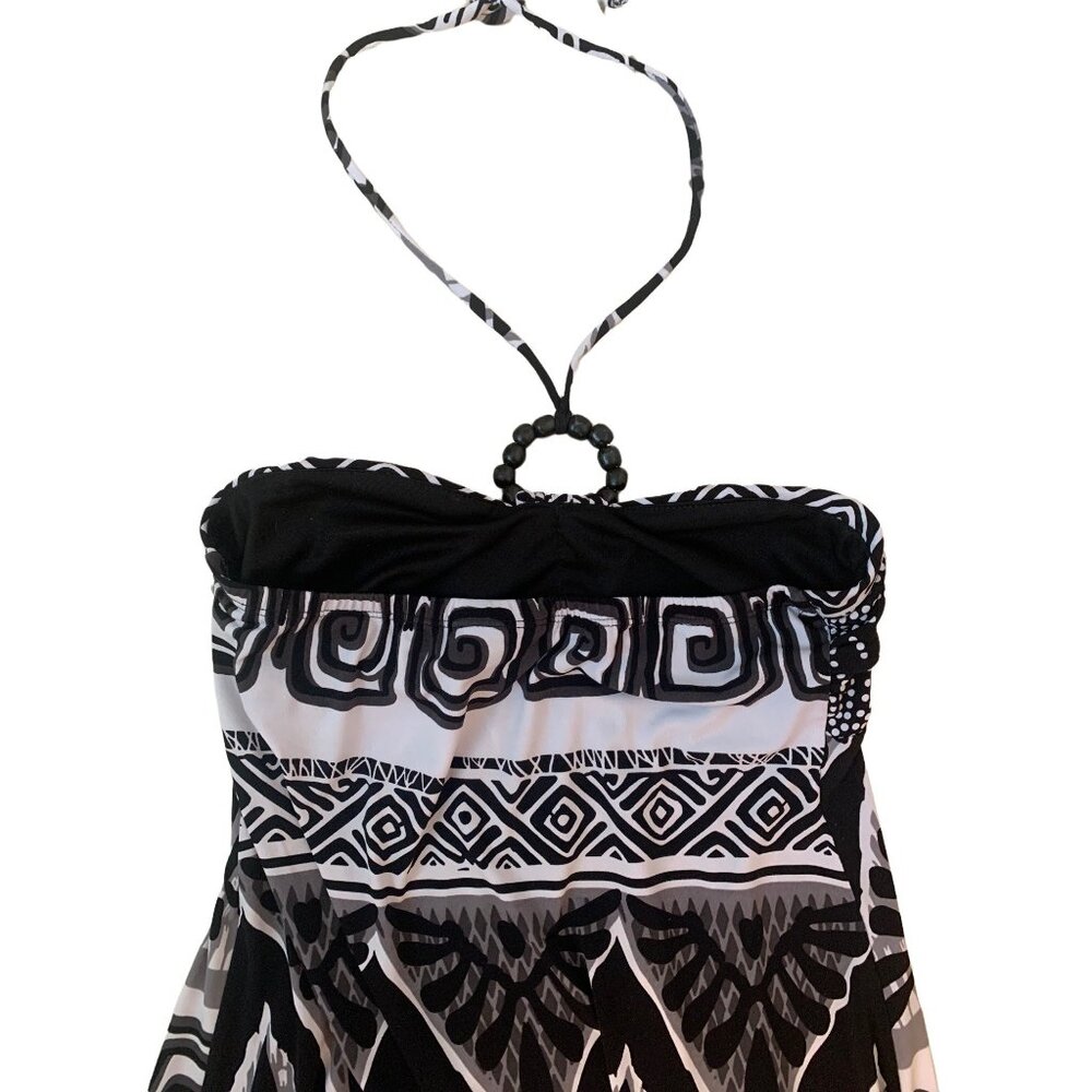 Carole Little Womens Halter Dress Size 8 Black Abstract Maxi Boho - Picture 6 of 7